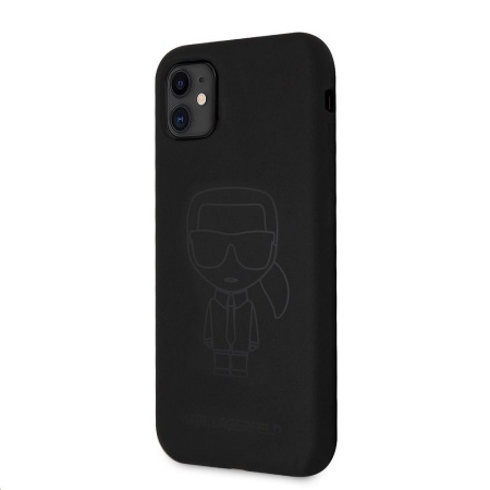 Чехол Lagerfeld для iPhone 11 Liquid Silicone Ikonik outlines. Цвет: чёрный