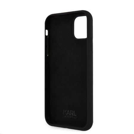 Чехол Lagerfeld для iPhone 11 Liquid Silicone Ikonik outlines. Цвет: чёрный