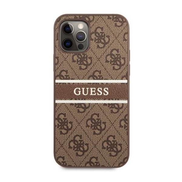 Чехол Guess для iPhone 12/12 Pro Stripe Printed Logo. Цвет: коричневый