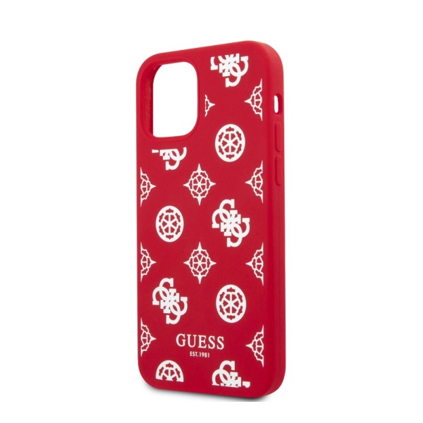 Чехол Guess Peony для iPhone 12/12 Pro, силиконовый. Цвет: красный