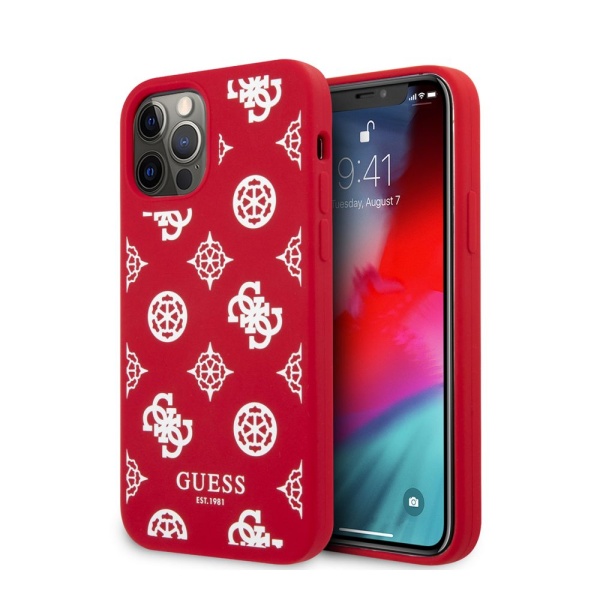 Чехол Guess Peony для iPhone 12 Pro Max, силиконовый. Цвет: красный