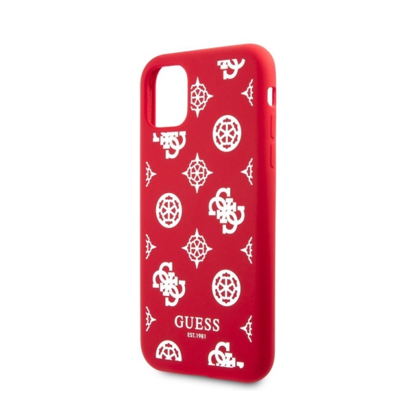 Чехол Guess Peony для iPhone 11, силиконовый. Цвет: красный