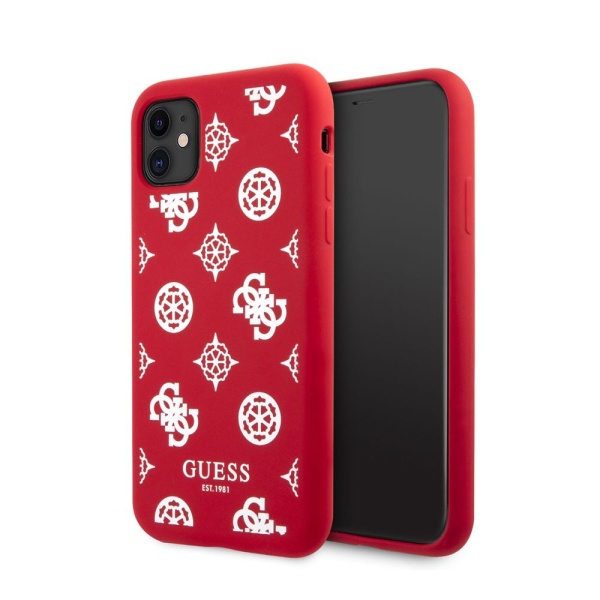 Чехол Guess Peony для iPhone 11, силиконовый. Цвет: красный