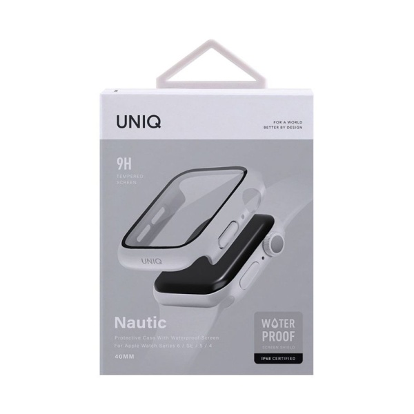 Чехол Uniq Nautic +9H glass влагозащищённый IP68 для Apple Watch 4/5/6/SE 40мм. Цвет: белый