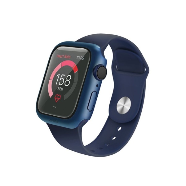 Чехол Uniq Nautic +9H glass влагозащищённый IP68 для Apple Watch 4/5/6/SE 40мм. Цвет: синий