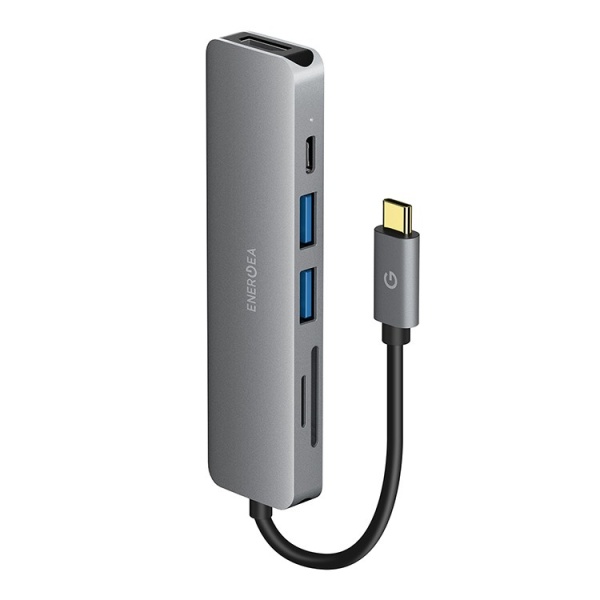 USB-хаб EnergEA AluHUB2 HD2 6-in-1 USB-C 3.1, USB-A, HDMI, SD/Micro SD. Цвет: серый