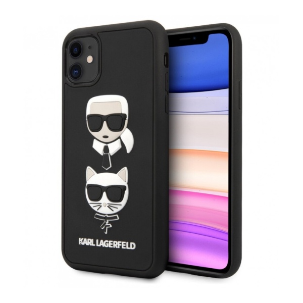 Чехол Lagerfeld для iPhone 11 3D Rubber Karl and Choupette Hard. Цвет: чёрный