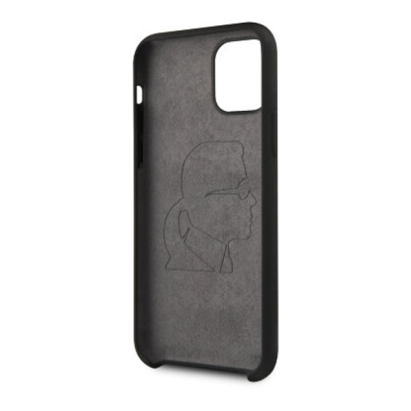 Чехол Lagerfeld для iPhone 11 Liquid Silicone Ikonik outlines. Цвет: чёрный/белый