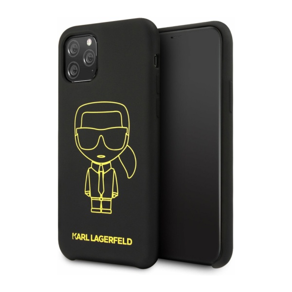 Чехол Lagerfeld для iPhone 11 Pro Liquid Silicone Iconic outlines. Цвет: черный/желтый