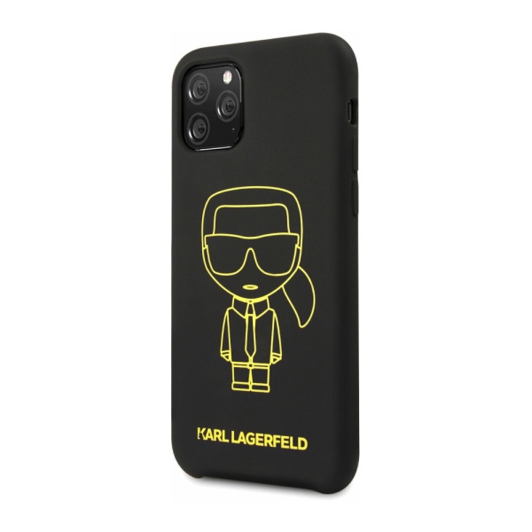 Чехол Lagerfeld для iPhone 11 Pro Liquid Silicone Iconic outlines. Цвет: черный/желтый