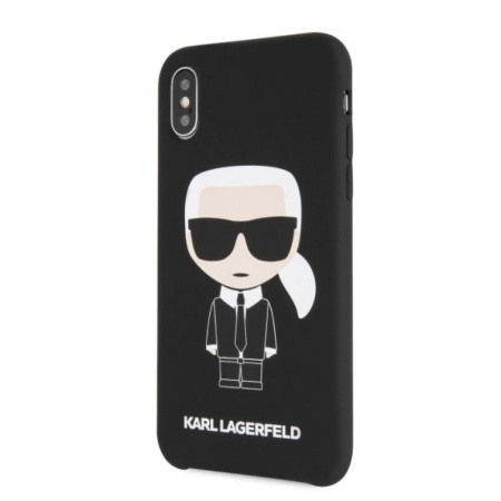 Чехол Lagerfeld для iPhone X/XS Liquid silicone Iconic Karl Hard. Цвет: чёрный