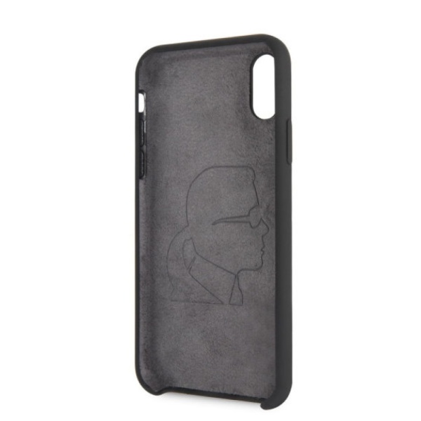 Чехол Lagerfeld для iPhone X/XS Liquid silicone Iconic Karl Hard. Цвет: чёрный