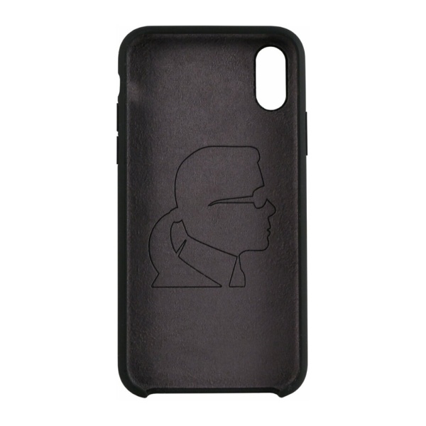 Чехол Lagerfeld для iPhone X/XS Liquid silicone Ikonik outlines Hard. Цвет: чёрный/розовый