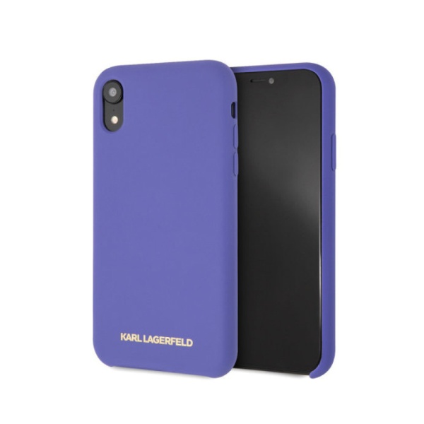 Чехол Lagerfeld для iPhone XR Liquid silicone Gold logo Hard. Цвет: фиолетовый