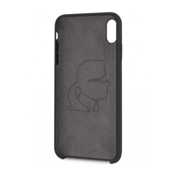 Чехол Lagerfeld для iPhone XS Max Liquid silicone Iconic Karl Hard. Цвет: чёрный