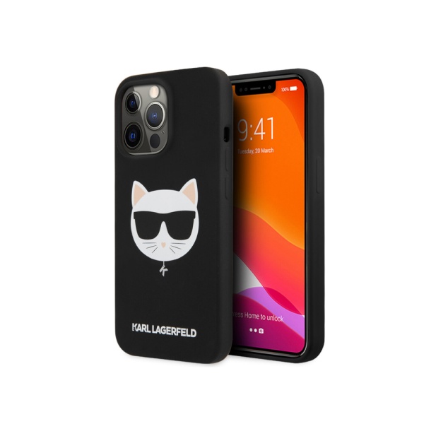 Чехол Lagerfeld для iPhone 13 Pro Max Liquid silicone Choupette Hard. Цвет: чёрный