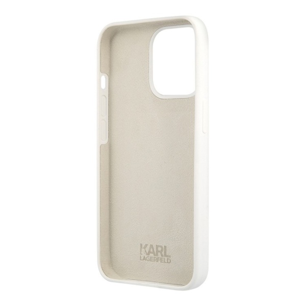 Чехол Lagerfeld для iPhone 13 Pro Max Liquid silicone Choupette Hard. Цвет: белый