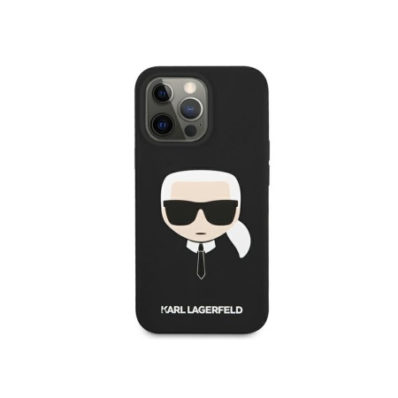 Чехол Lagerfeld для iPhone 13 Pro Liquid silicone Karl's Head. Цвет: чёрный