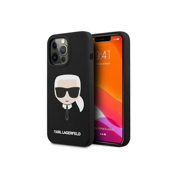 Чехол Lagerfeld для iPhone 13 Pro Liquid silicone Karl's Head. Цвет: чёрный