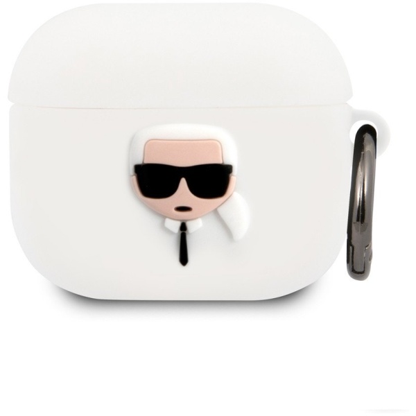 Чехол Lagerfeld Karl для AirPods 3 с кольцом, силикон. Цвет: белый