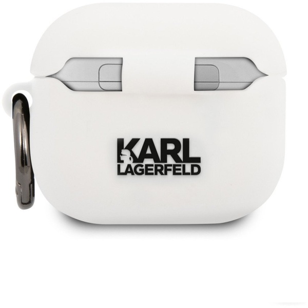 Чехол Lagerfeld Karl для AirPods 3 с кольцом, силикон. Цвет: белый