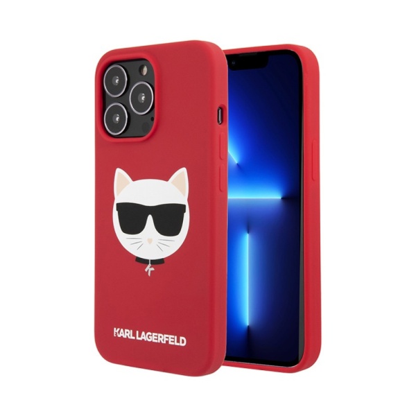 Чехол Lagerfeld для iPhone 13 Pro Liquid silicone Choupette Hard. Цвет: красный