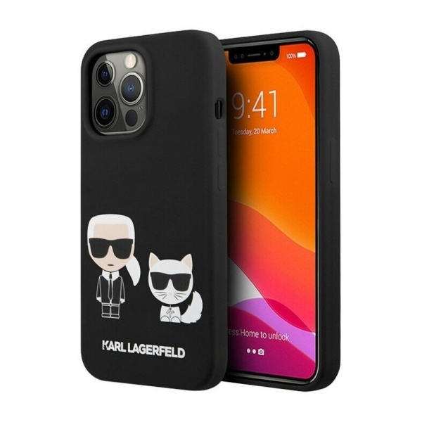 Чехол Lagerfeld для iPhone 13 Pro Liquid silicone Karl & Choupette Hard. Цвет: чёрный