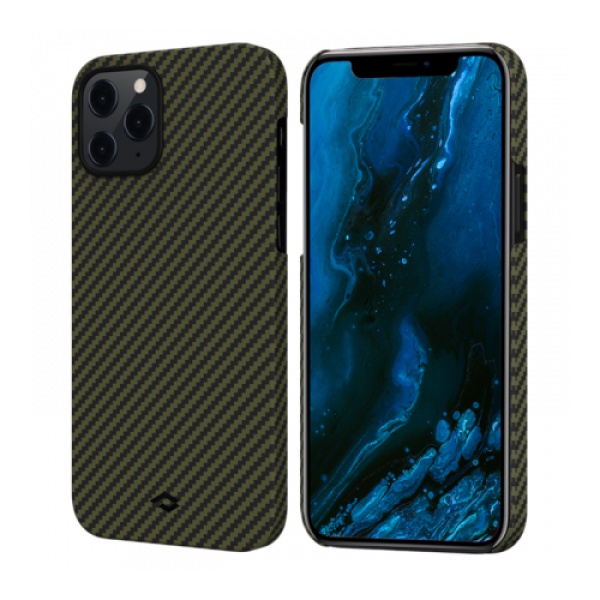 Чехол Pitaka MagEZ Case для iPhone 12 Pro, шахматное плетение. Цвет: чёрно-зелёный