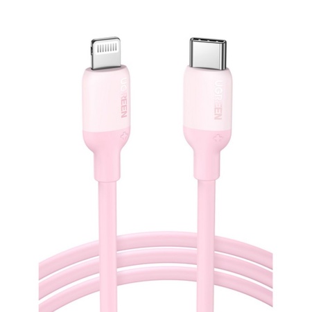 Кабель UGREEN US387 Type-C - Lightning MFI, Silicon Cable, 1 м. Цвет: розовый