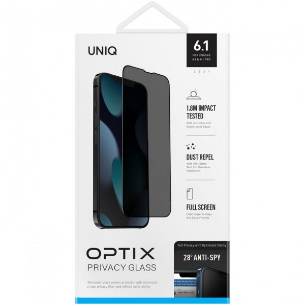 Защитное стекло Uniq OPTIX Privacy (приватное) для iPhone 13/13 Pro. 2.85D.