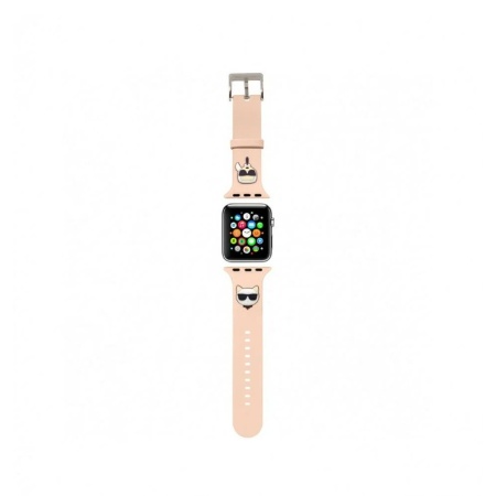 Ремешок силиконовый Lagerfeld для AW 38/40/41мм.Silicone Karl and Choupette head. Цвет:розовый