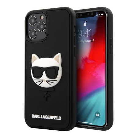 Чехол Lagerfeld для iPhone 12/12 Pro 3D Rubber Choupette's head. Цвет: чёрный