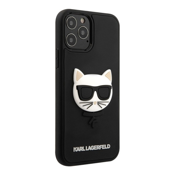 Чехол Lagerfeld для iPhone 12/12 Pro 3D Rubber Choupette's head. Цвет: чёрный