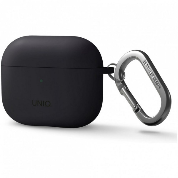 Чехол UNIQ NEXO для AirPods 3, силикон с карабином и заушинами. Цвет: серый