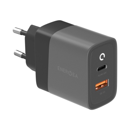 Адаптер питания EnergEA Ampcharge USB-C, USB-A QC 3.0, 33W Gunmetal