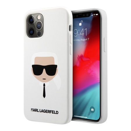 Чехол Lagerfeld для iPhone 12/12 Pro Liquid silicone Karl's Head. Цвет: белый