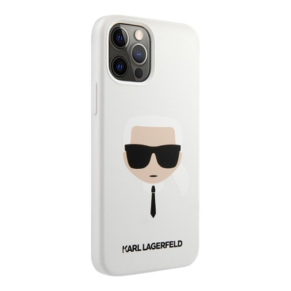 Чехол Lagerfeld для iPhone 12/12 Pro Liquid silicone Karl's Head. Цвет: белый