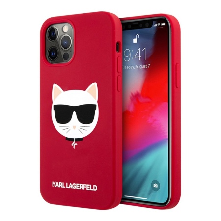 Чехол Lagerfeld для iPhone 12 Pro Max Liquid Silicone Choupette. Цвет: красный