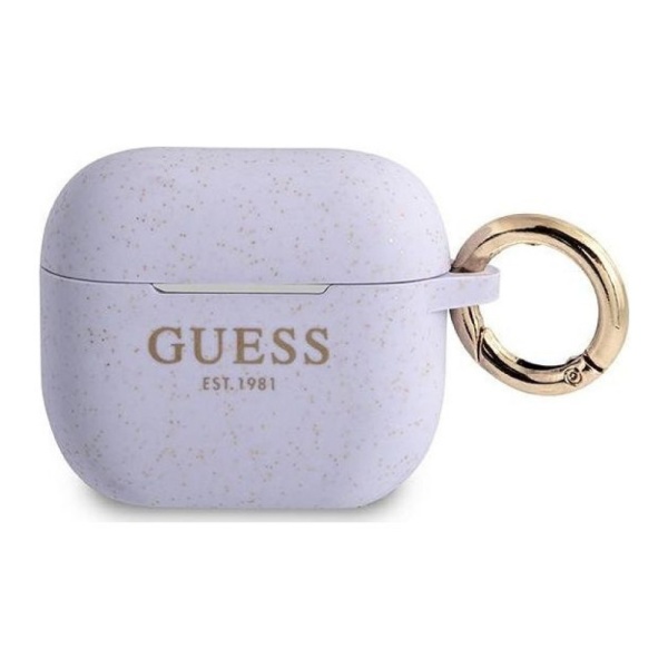 Чехол Guess для Airpods 3 силиконовый с кольцом. Цвет: фиолетовый