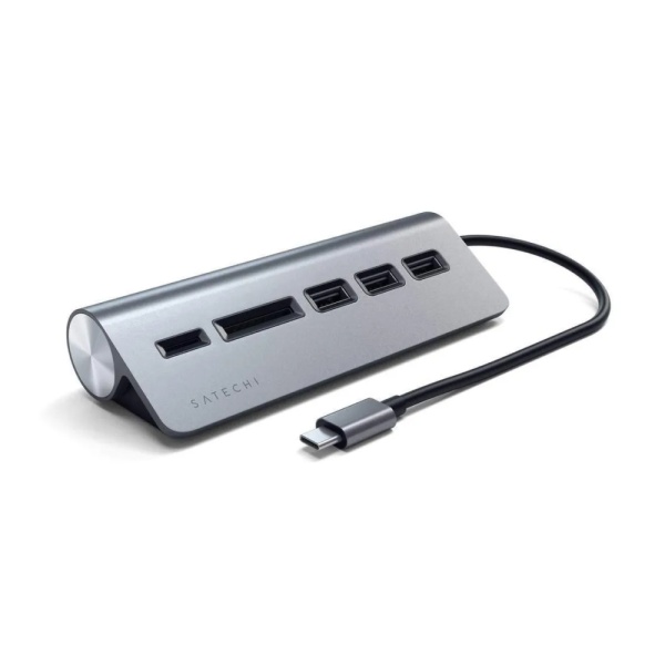 USB-хаб Satechi Type-C Aluminium USB Hub & Micro/SD Card Reader w/Cable. Цвет: "серый космос"