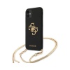 Чехол Guess для iPhone 11 Liquid Silicone 4G Big logo Hard с золотой цепочкой. Цвет: чёрный/золотой