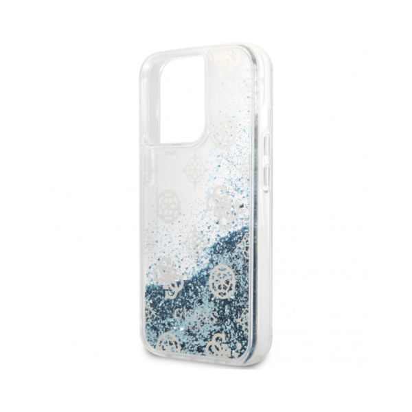 Чехол Guess для iPhone 13 Pro Max Liquid Glitter Peony Hard. Цвет: синий