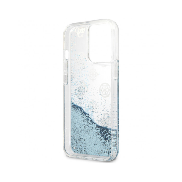 Чехол Guess для iPhone 13 Pro Max Liquid Glitter Peony Hard. Цвет: синий