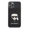 Магнитный бумажник Lagerfeld Wallet Cardslot Magsafe Saffiano Karl's head. Цвет: чёрный