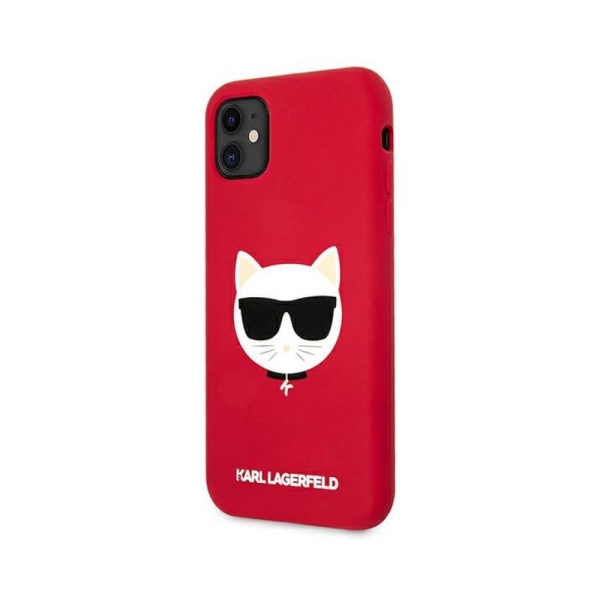 Чехол Lagerfeld для iPhone 11 Liquid Silicone Choupette. Цвет: красный