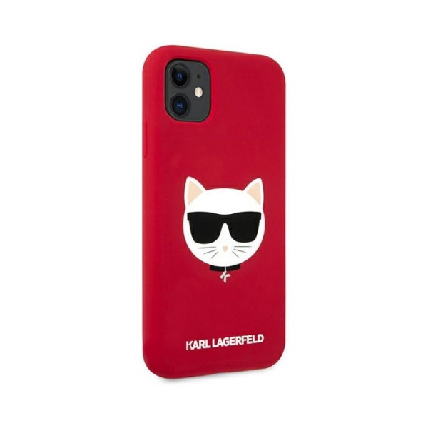 Чехол Lagerfeld для iPhone 11 Liquid Silicone Choupette. Цвет: красный