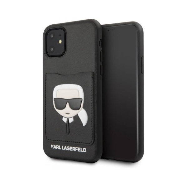 Чехол Lagerfeld для iPhone 11 PU Leather with cardslot Karl's Head. Цвет: чёрный