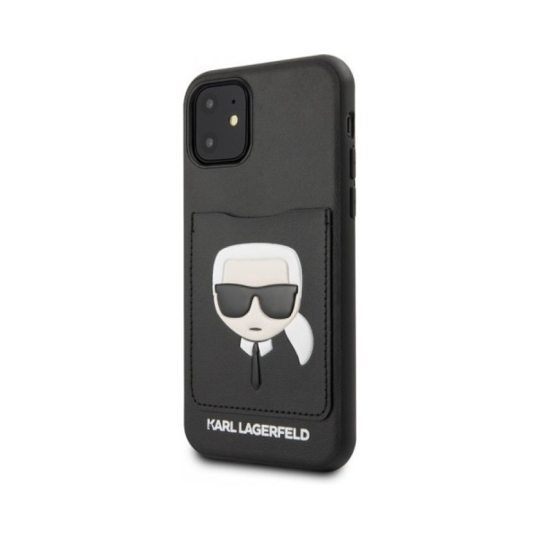 Чехол Lagerfeld для iPhone 11 PU Leather with cardslot Karl's Head. Цвет: чёрный