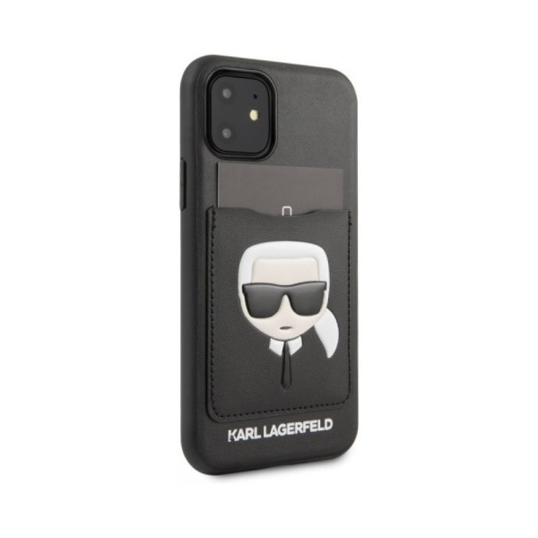 Чехол Lagerfeld для iPhone 11 PU Leather with cardslot Karl's Head. Цвет: чёрный