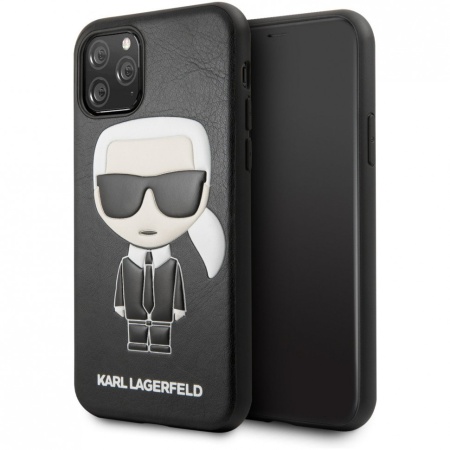 Чехол Lagerfeld для iPhone 11 Pro Max PU Leather Iconik Karl Hard. Цвет: черный